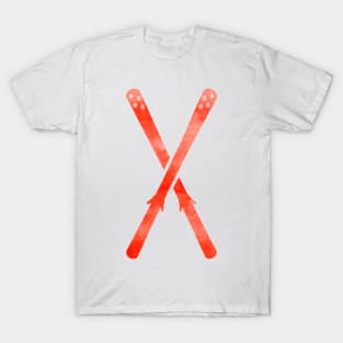 Snow Skis Red T-Shirt